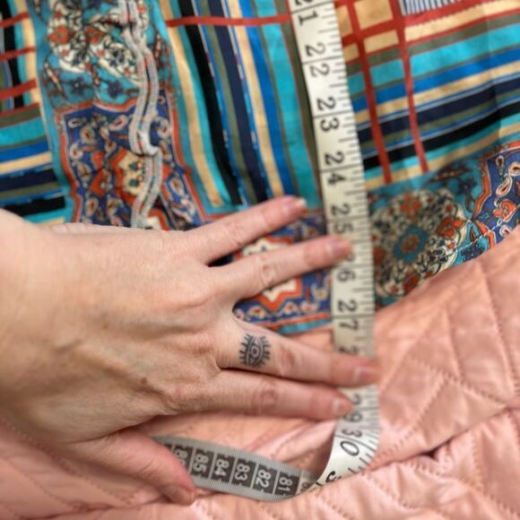 Johnny Was Ophelia Silk Striped Printed Flowy Oversized Blue Blouse Size S - Picture 10 of 14